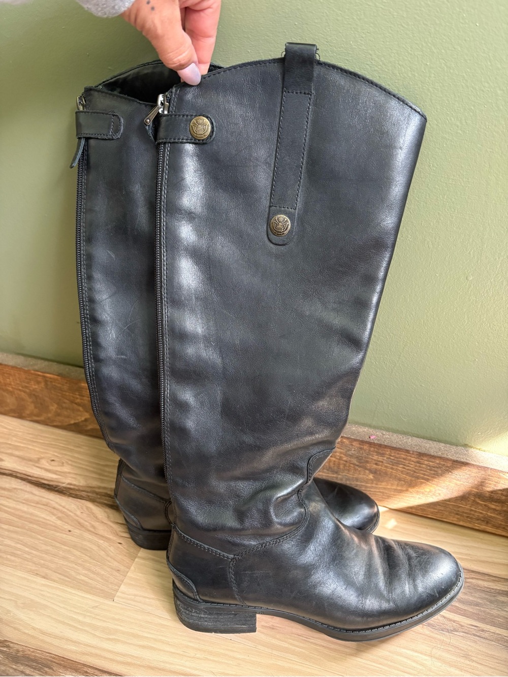 Sam Edelman Black Leather Over-the-Knee Riding Boots